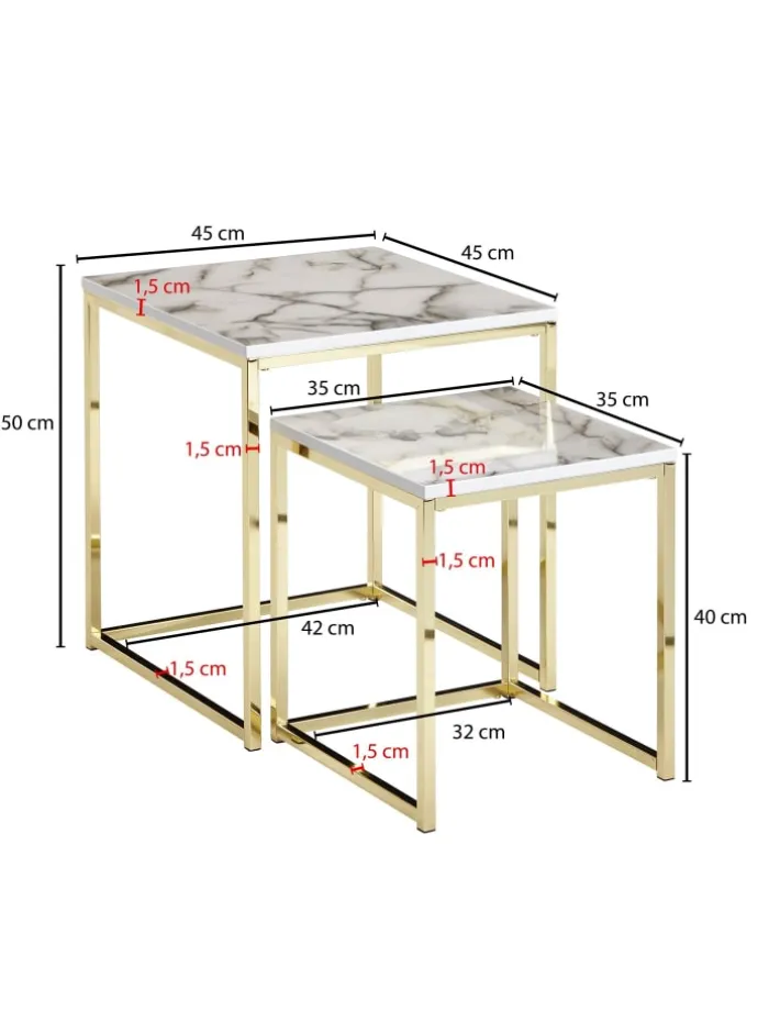 Beistelltisch "SV59799" in Weiß / Weiß / Gold