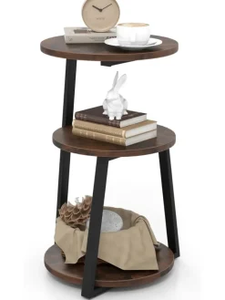 Beistelltisch mit 3 Ebenen in Braun