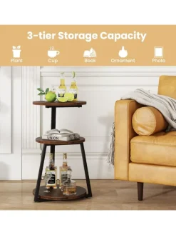 Beistelltisch mit 3 Ebenen in Braun