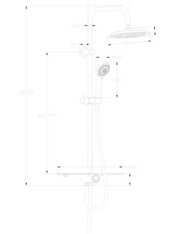 Überkopfbrauseset "Aquastar" in Chrom/ Weiß