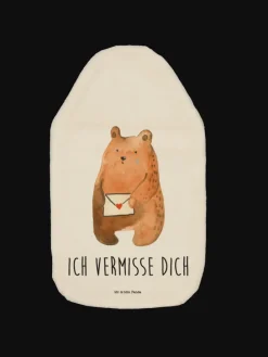 Bettflasche Bär Liebesbrief mit Spruch in Weiß