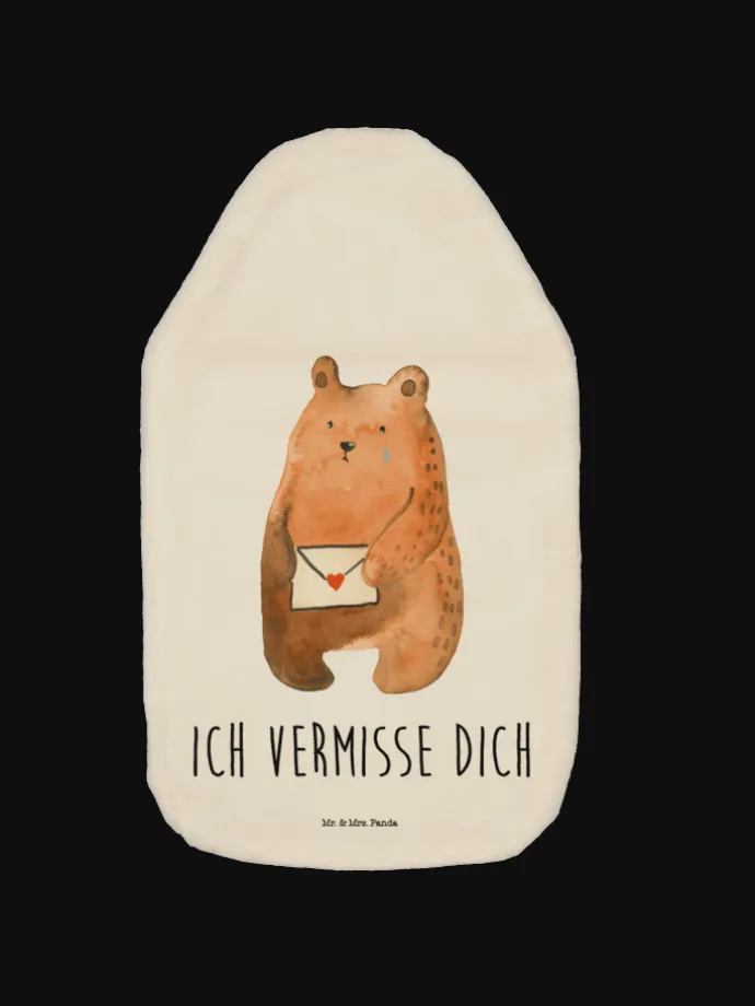 Bettflasche Bär Liebesbrief mit Spruch in Weiß