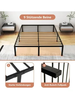 Bettgestell Metall 160 x 200 cm in Schwarz