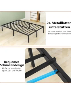 Bettgestell Metall 160 x 200 cm in Schwarz