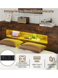 Bettgestell 140x200 cm in Braun