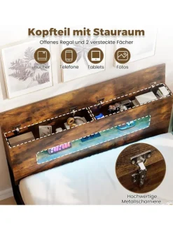 Bettgestell 140x200 cm in Braun