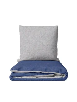 Bettwäsche Melangebiber in marine-grau