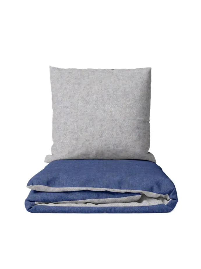 Bettwäsche Melangebiber in marine-grau
