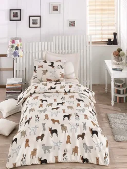 Bettwäsche-Set "Havhav" in Creme/ Braun