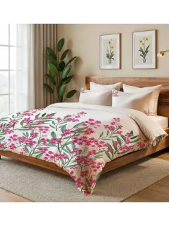 Bettwäsche-Set in Pink/ Grün/ Weiß