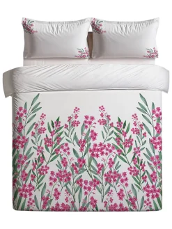 Bettwäsche-Set in Pink/ Grün/ Weiß