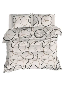 Bettwäsche-Set "LineRondom" in Creme/ Schwarz