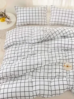 Bettwäsche-Set "Pled" in Weiß/ Schwarz