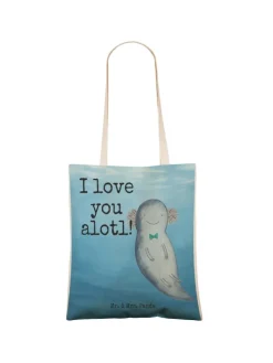 Beutel Axolotl Liebe Design mit Spruch in Weiß