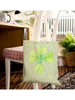 Beutel Blume Kleeblatt ohne Spruch in Blattgrün