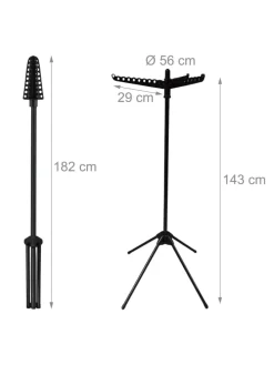 Bügelwäscheständer in Schwarz - (H)143 x Ø 56 cm