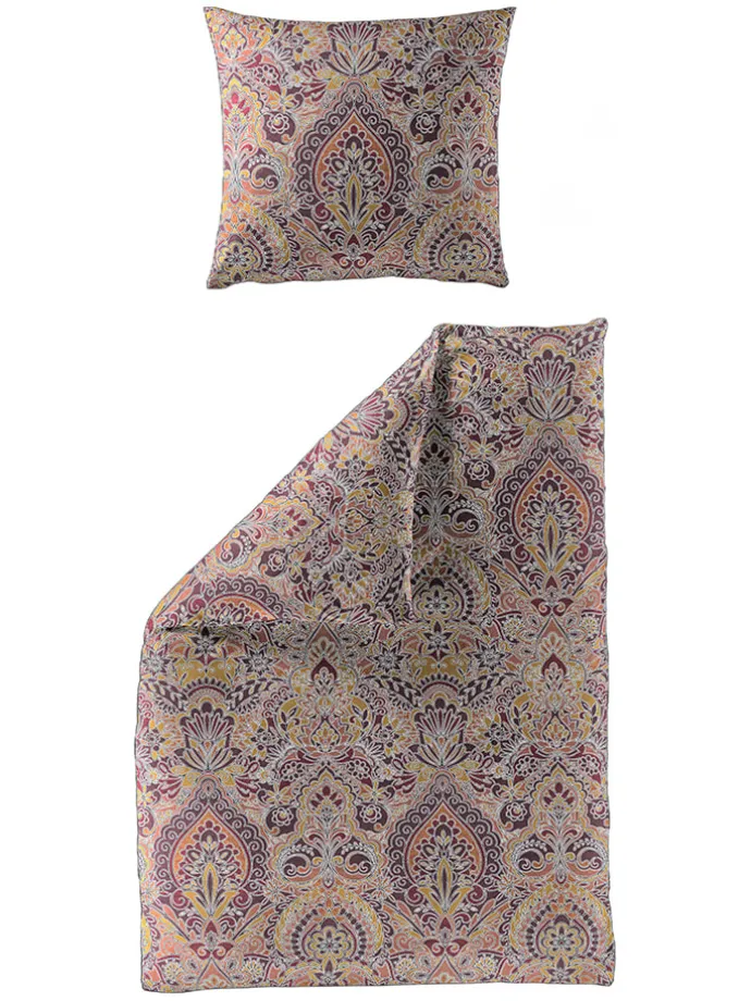 Biber-Bettwäsche-Set in Rot/ Orange