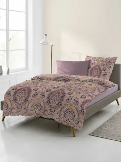 Biber-Bettwäsche-Set in Rot/ Orange