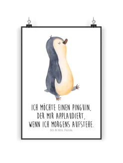 Bild Pinguin mHerzieren mit Spruch in Weiß