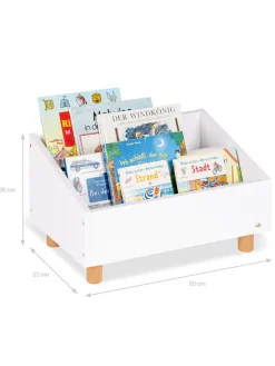 Bilderbuchregal "Ando" in Weiß - (B)50 x (H)26 x (T)32 cm