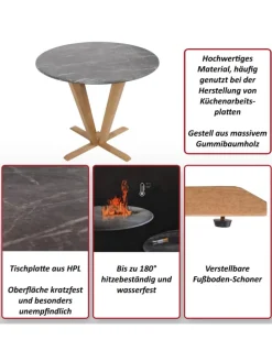 Bistrotisch M56 Massiv-Holz HPL Laminat Melamin