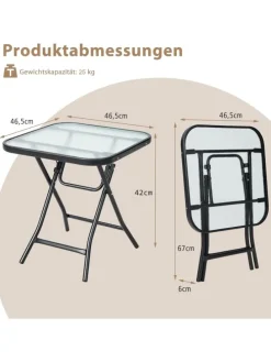 Bistrotisch quadratisch klappbar in Schwarz