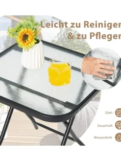 Bistrotisch quadratisch klappbar in Schwarz