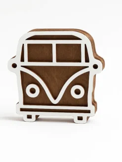 Blockdruck-Stempel ''Minivan'' in Natur/ Weiß - (L)7 x (B)7 cm