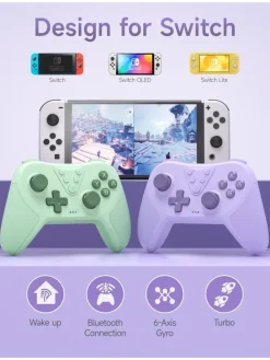 Bluetooth Controller, Switch Controller mit 6-Axis Motion in Lila