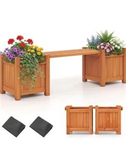 Blumenkasten mit Gartenbank 105 x 26,5 x 29,5 cm in Orange