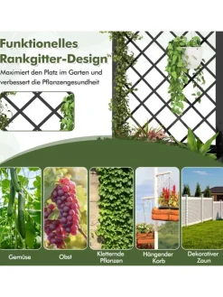 Blumenkasten mit Rankgitter 63 x 31 x 112 cm in Schwarz