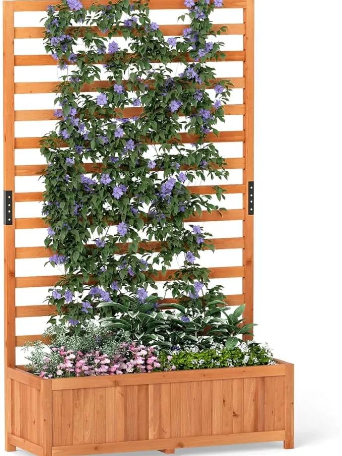 Blumenkasten mit Rankgitter 90x35x150cm in Orange