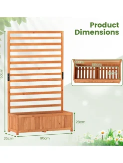 Blumenkasten mit Rankgitter 90x35x150cm in Orange