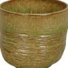 Blumentopf in Hellbraun/ Grün - (H)12,5 x Ø 14,5 cm