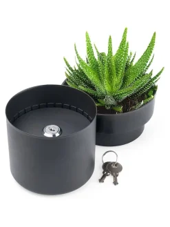 Blumentopf-Safe in Schwarz