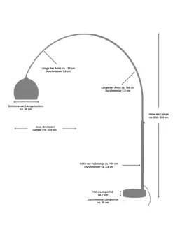 Bogenlampe verstellbar dimmbar mit Marmorfuß und Kunststoffschirm in Weiß