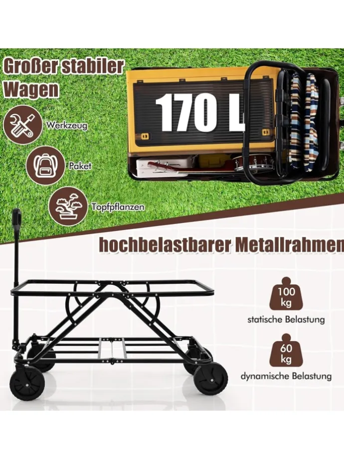 Bollerwagen faltbar in Braun