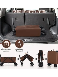 Bollerwagen faltbar in Braun