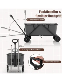 Bollerwagen faltbar in Grau