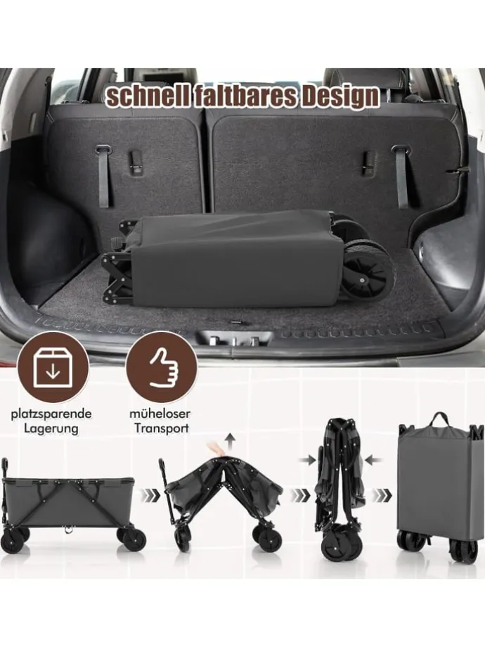 Bollerwagen faltbar in Grau