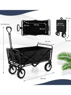 Bollerwagen faltbar in Schwarz