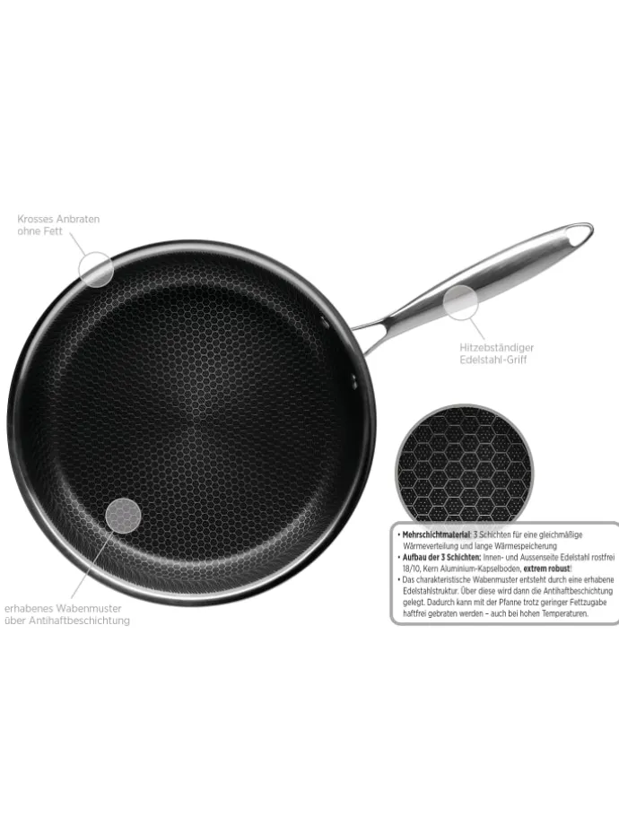 Bratpfanne, Edelstahl Hestia in Schwarz / Silber