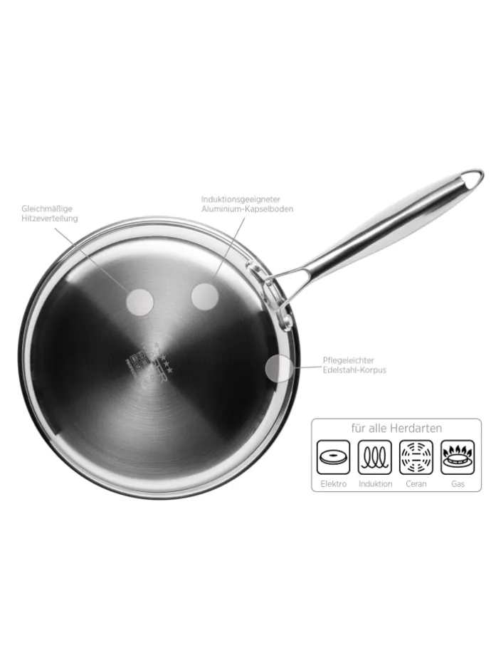 Bratpfanne, Edelstahl Hestia in Schwarz / Silber