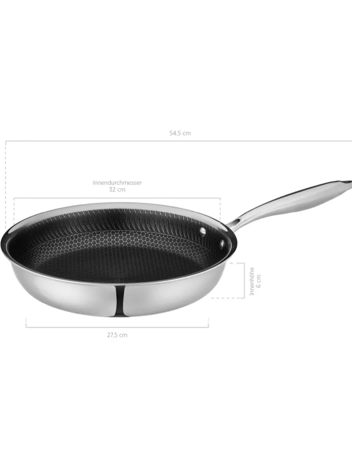 Bratpfanne, Edelstahl Hestia in Schwarz / Silber