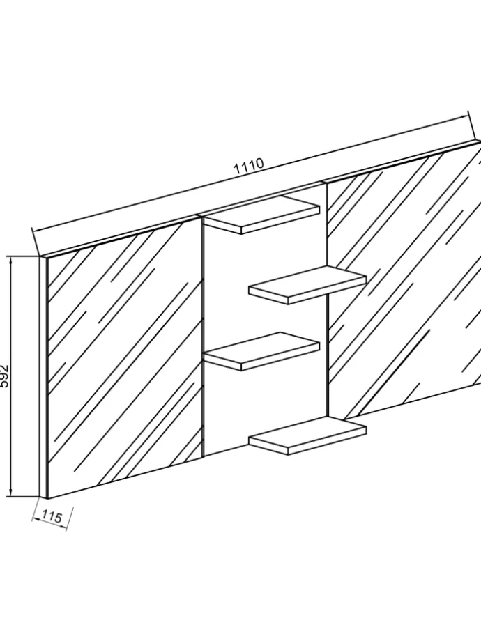 Breiter Spiegelschrank Spiegel Budasi mit Ablage in Honig-Eiche