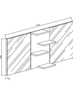 Breiter Spiegelschrank Spiegel Budasi mit Ablage in Schwarz