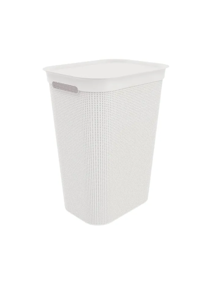 Brisen Wäschebox 50l mit Deckel und Griffe in Mistelweiß
