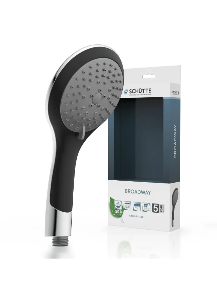 BROADWAY Handbrause, Schwarz/Chrom