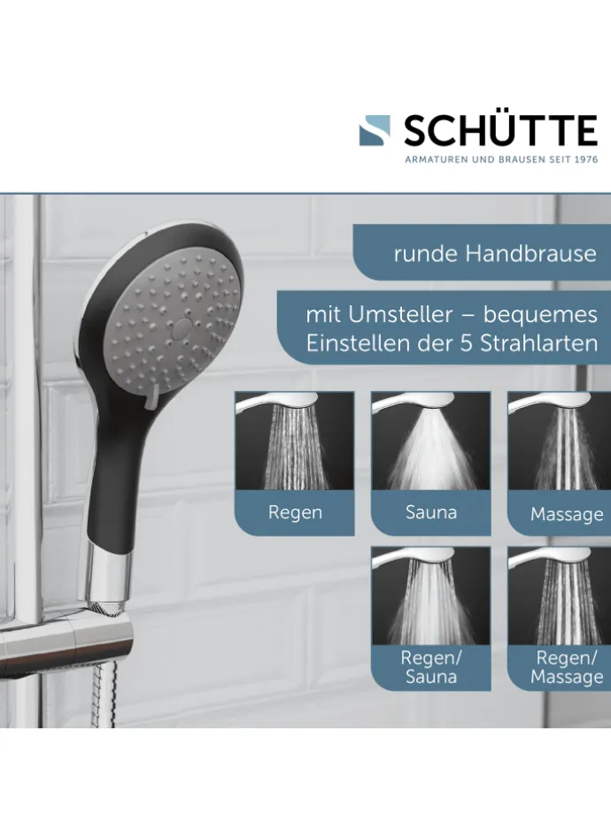 BROADWAY Handbrause, Schwarz/Chrom