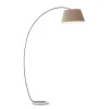 Brok Bogenlampe, 2 m, Taupe/Grau, E27, schwenkbar, Fußschalter, modern